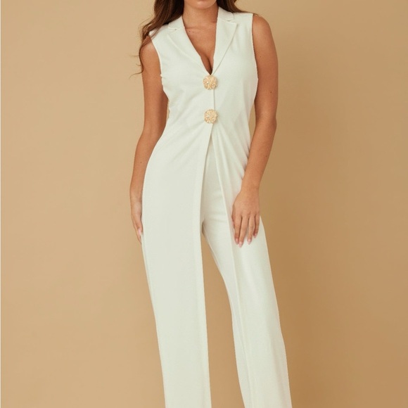 Open Flap With Metal Shank Button Jumpsuit - Picture 1 of 3
